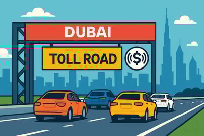 Dubai toll road electronic system illustration Dubai toll road electronic system illustration