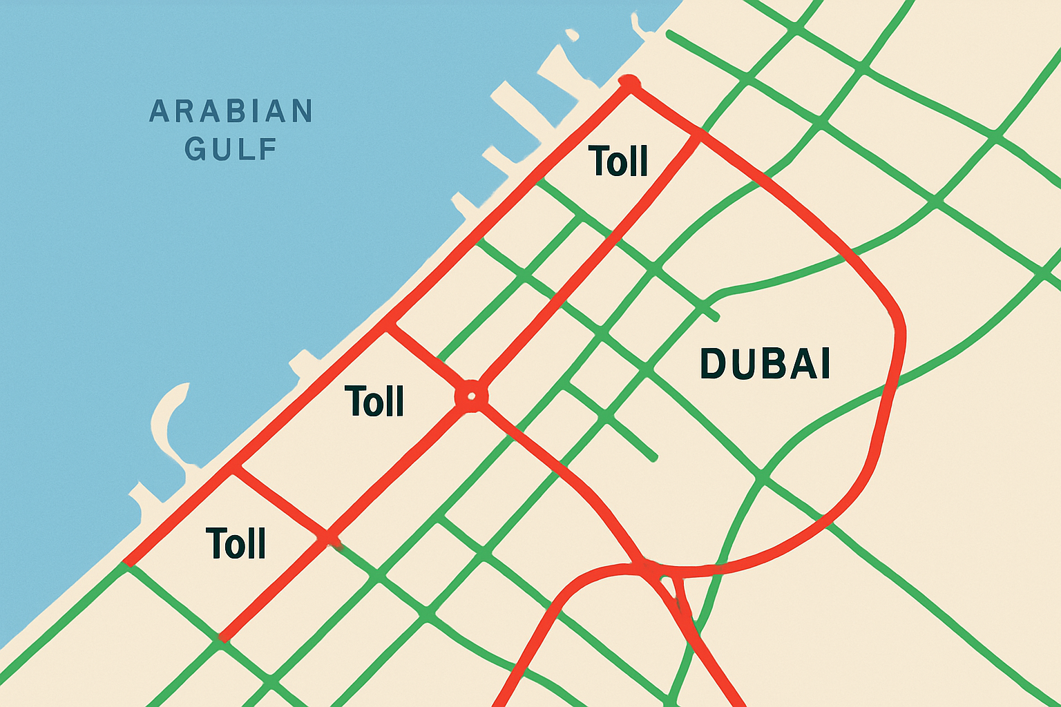 Dubai Toll Road Network Map